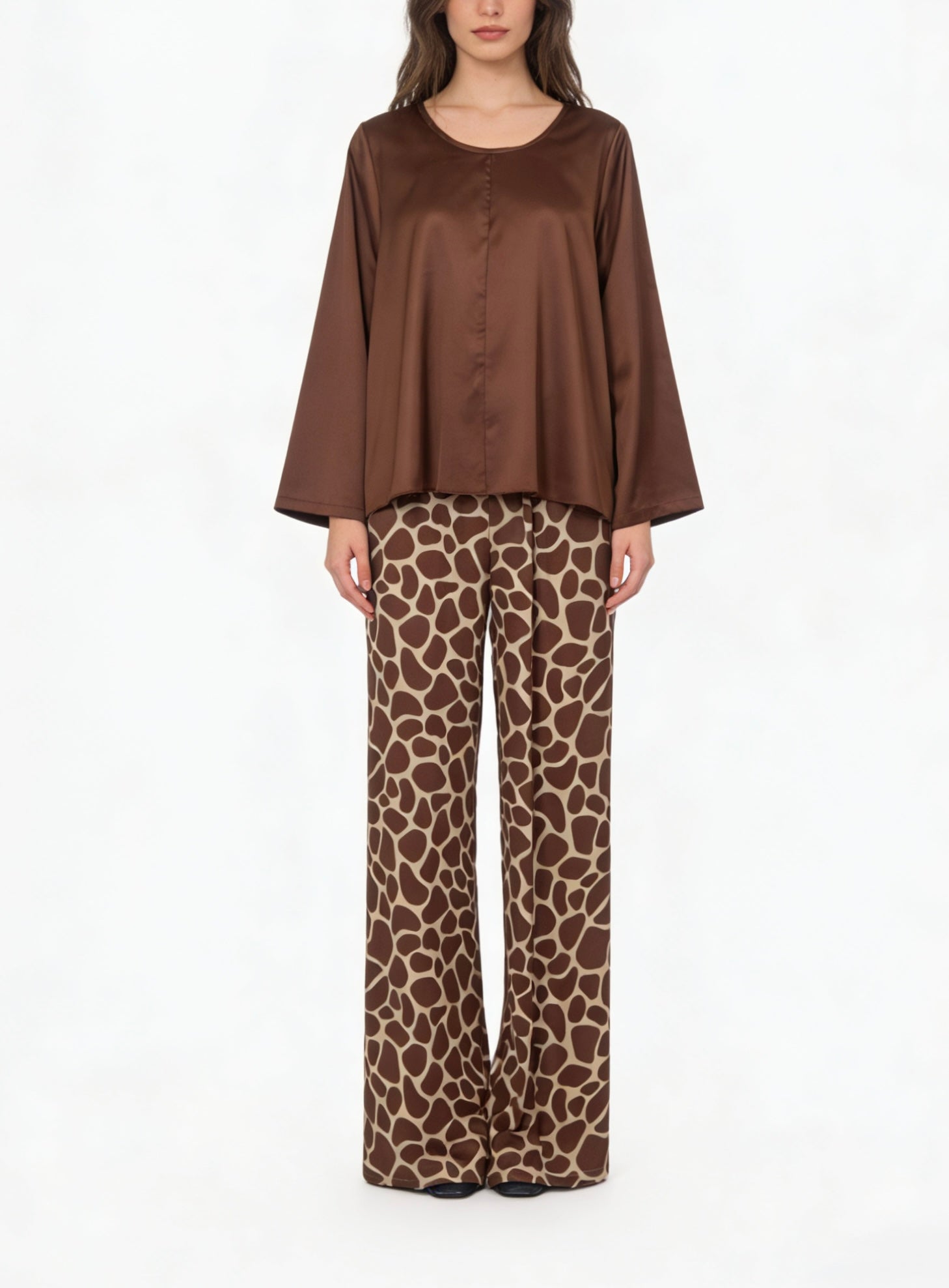PANTALONE in raso fantasia muccato