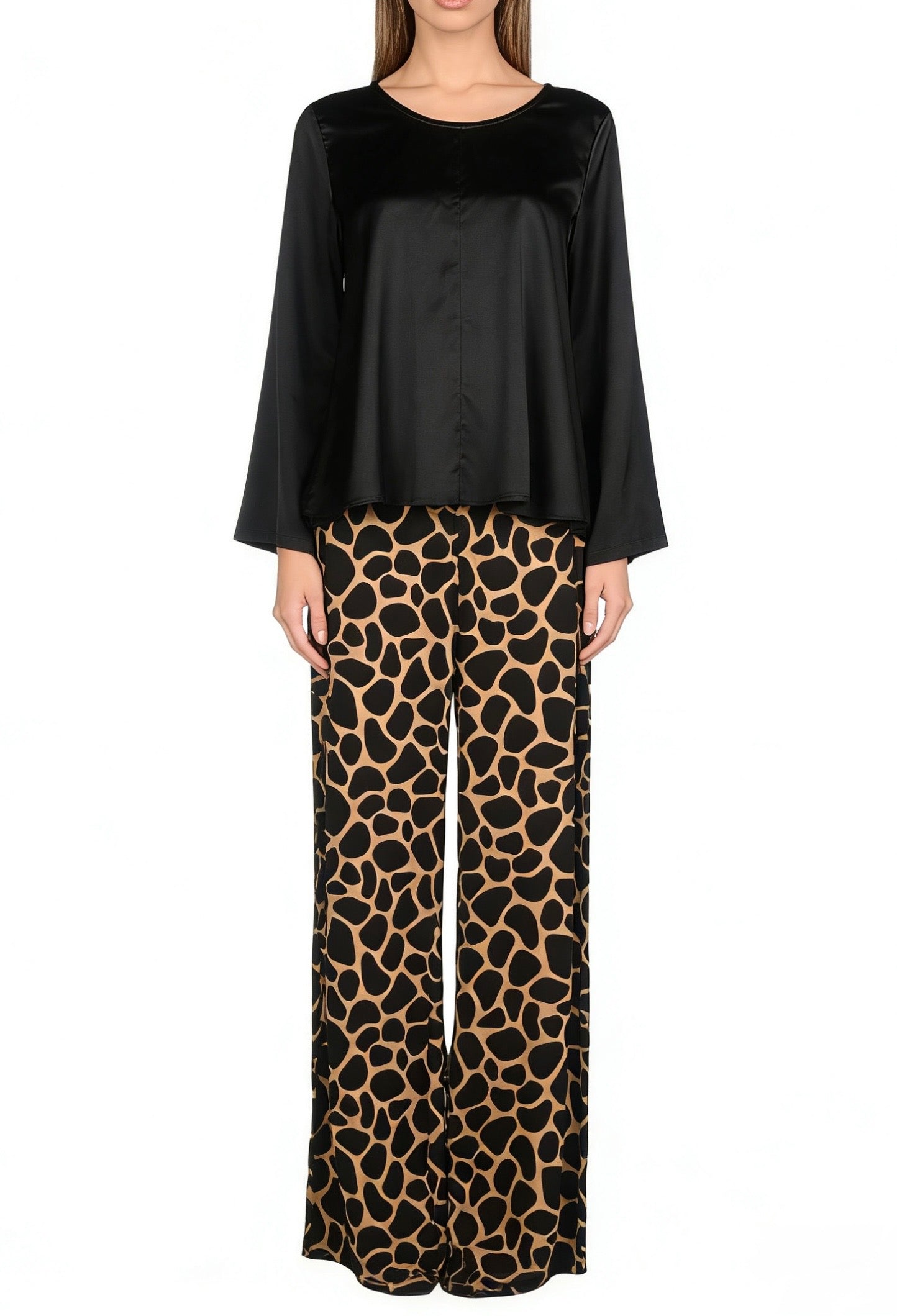 PANTALONE in raso fantasia muccato