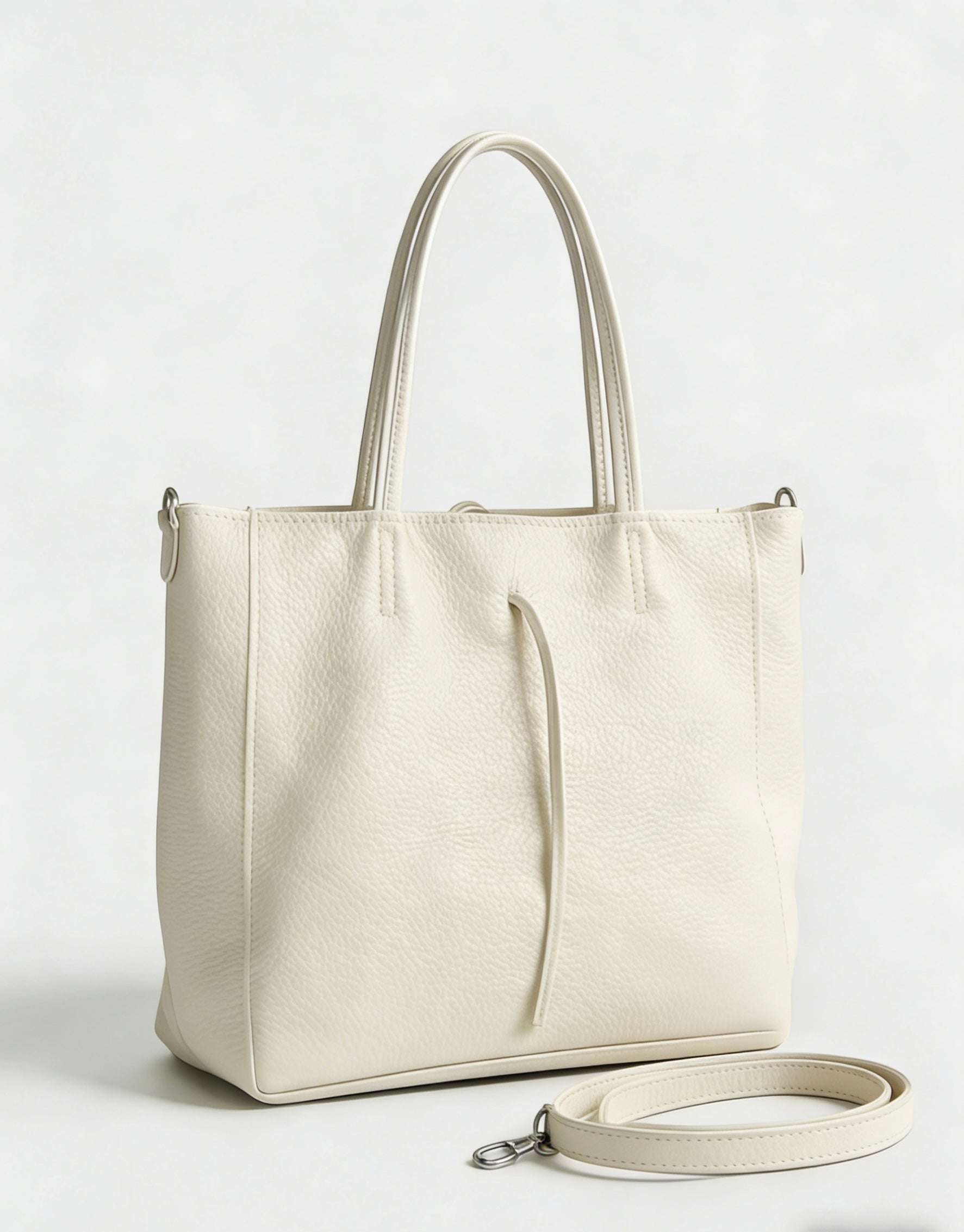 Shopping bag quadrata in vera pelle