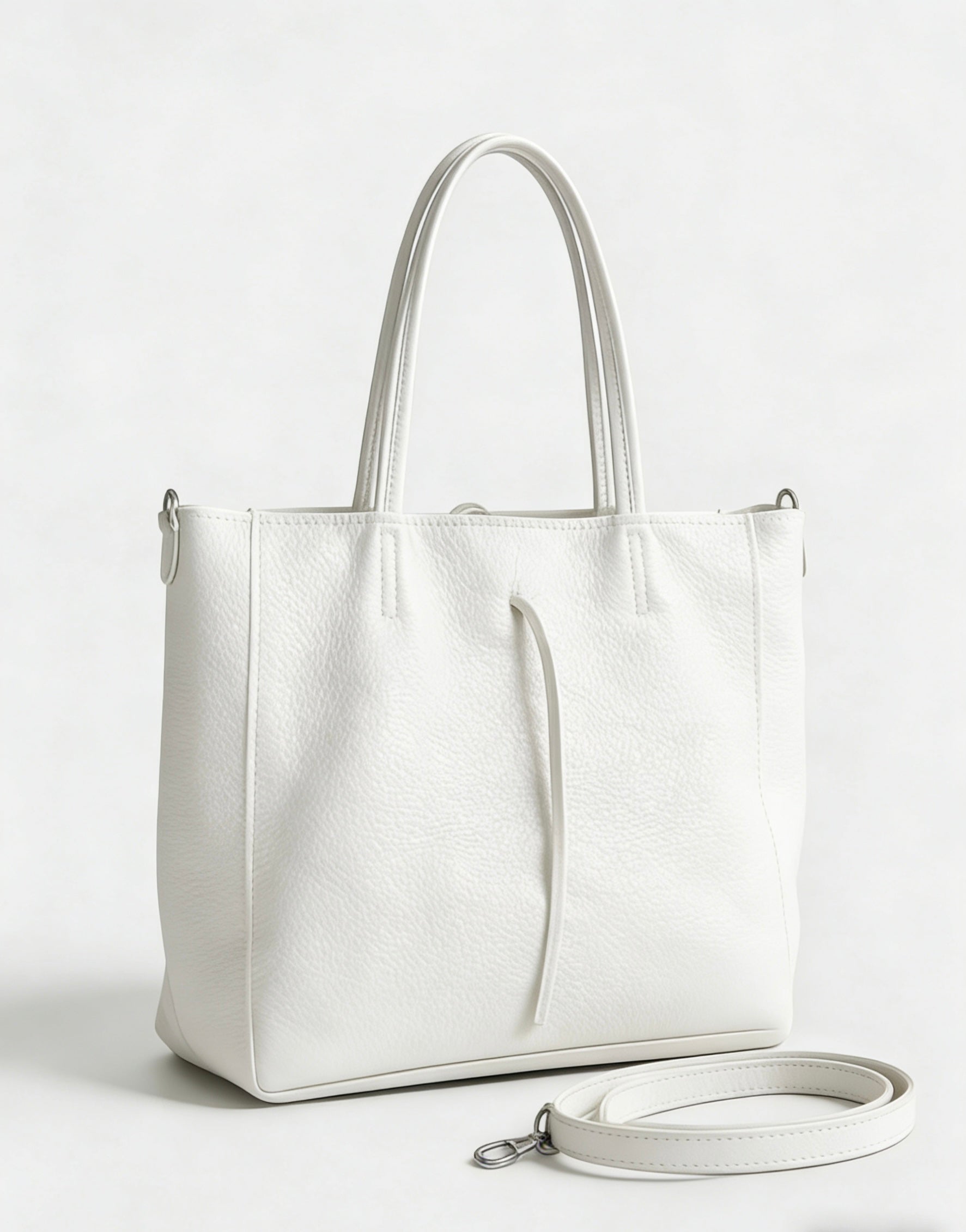 Shopping bag quadrata in vera pelle
