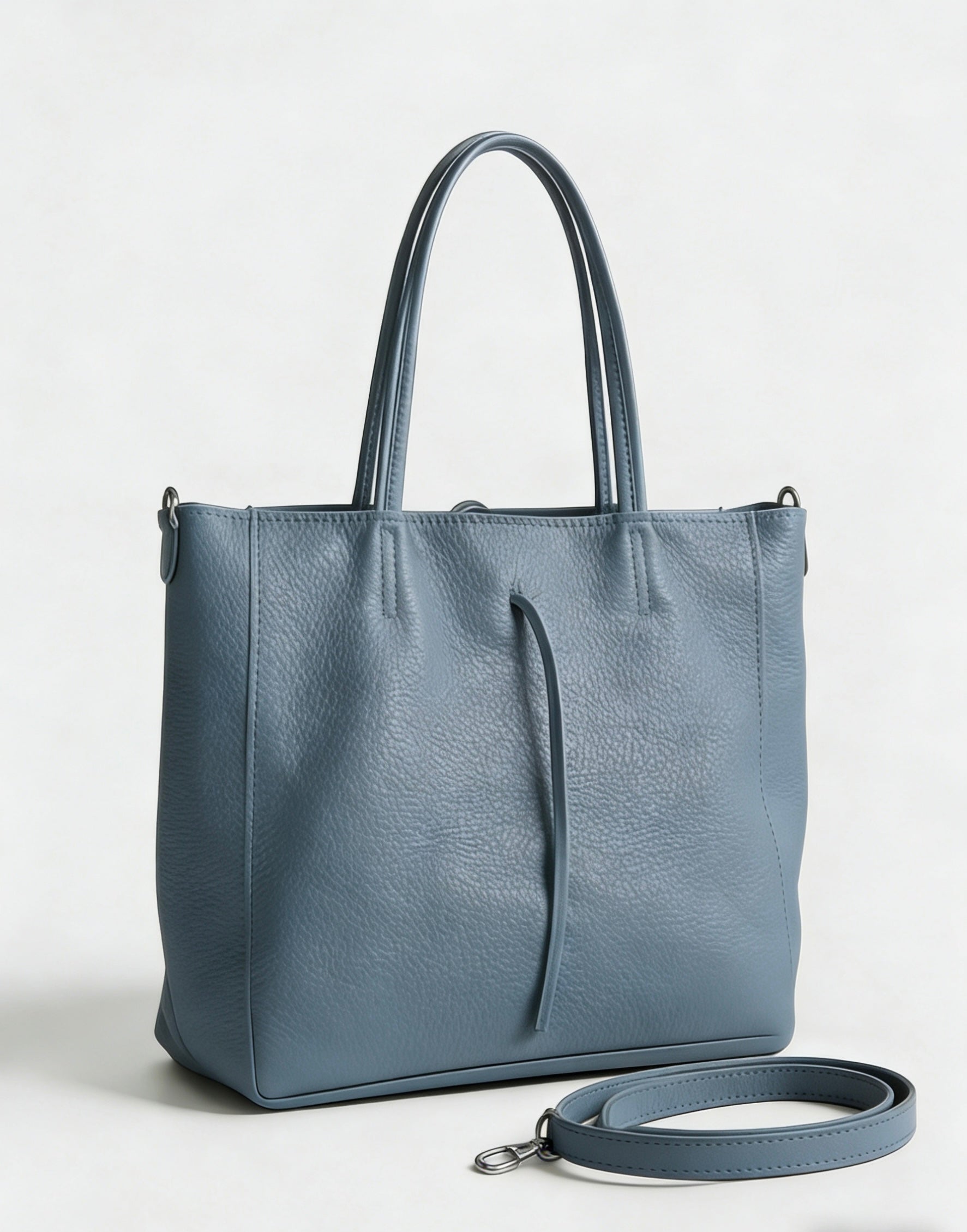 Shopping bag quadrata in vera pelle