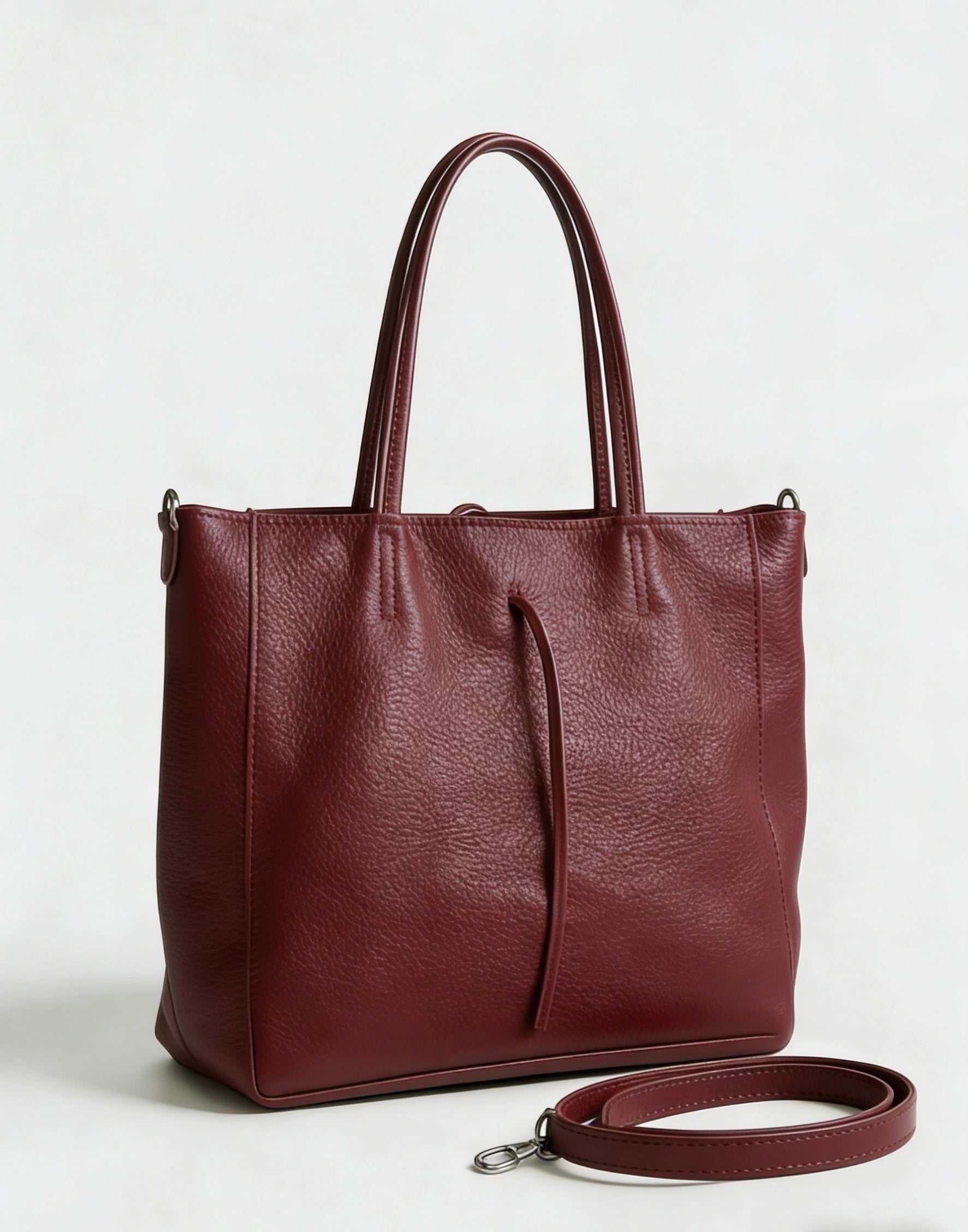 Shopping bag quadrata in vera pelle