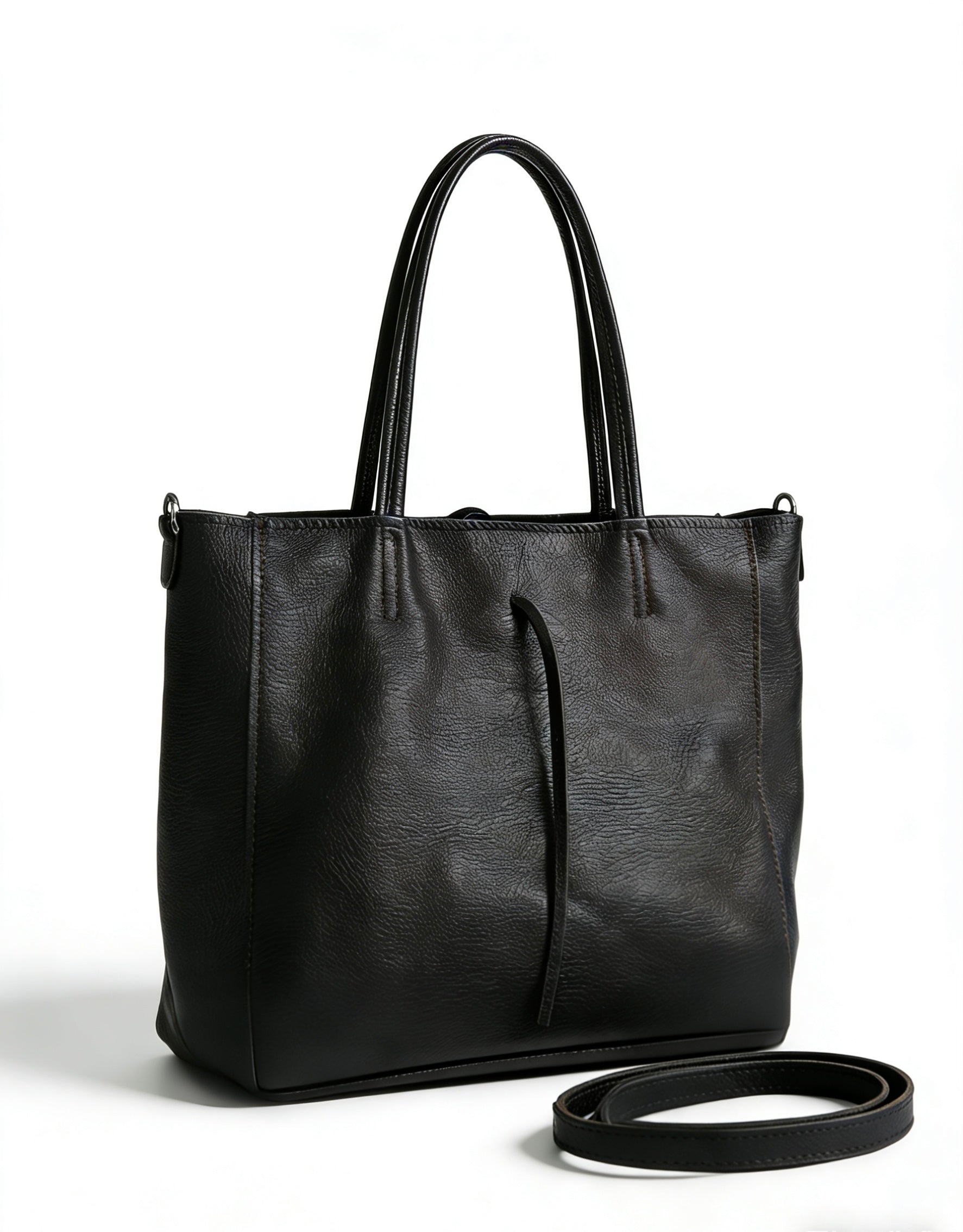 Shopping bag quadrata in vera pelle