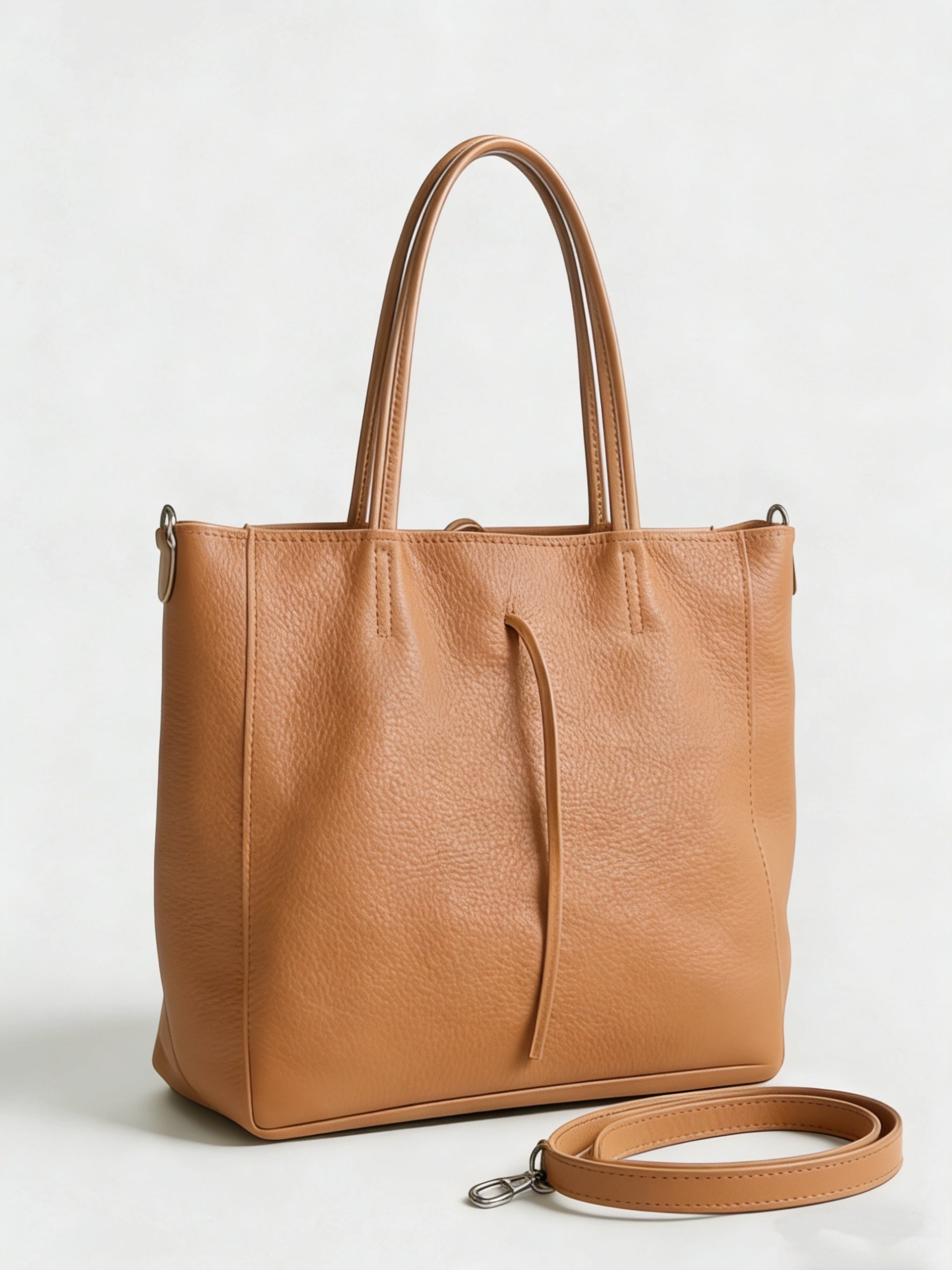 Shopping bag quadrata in vera pelle