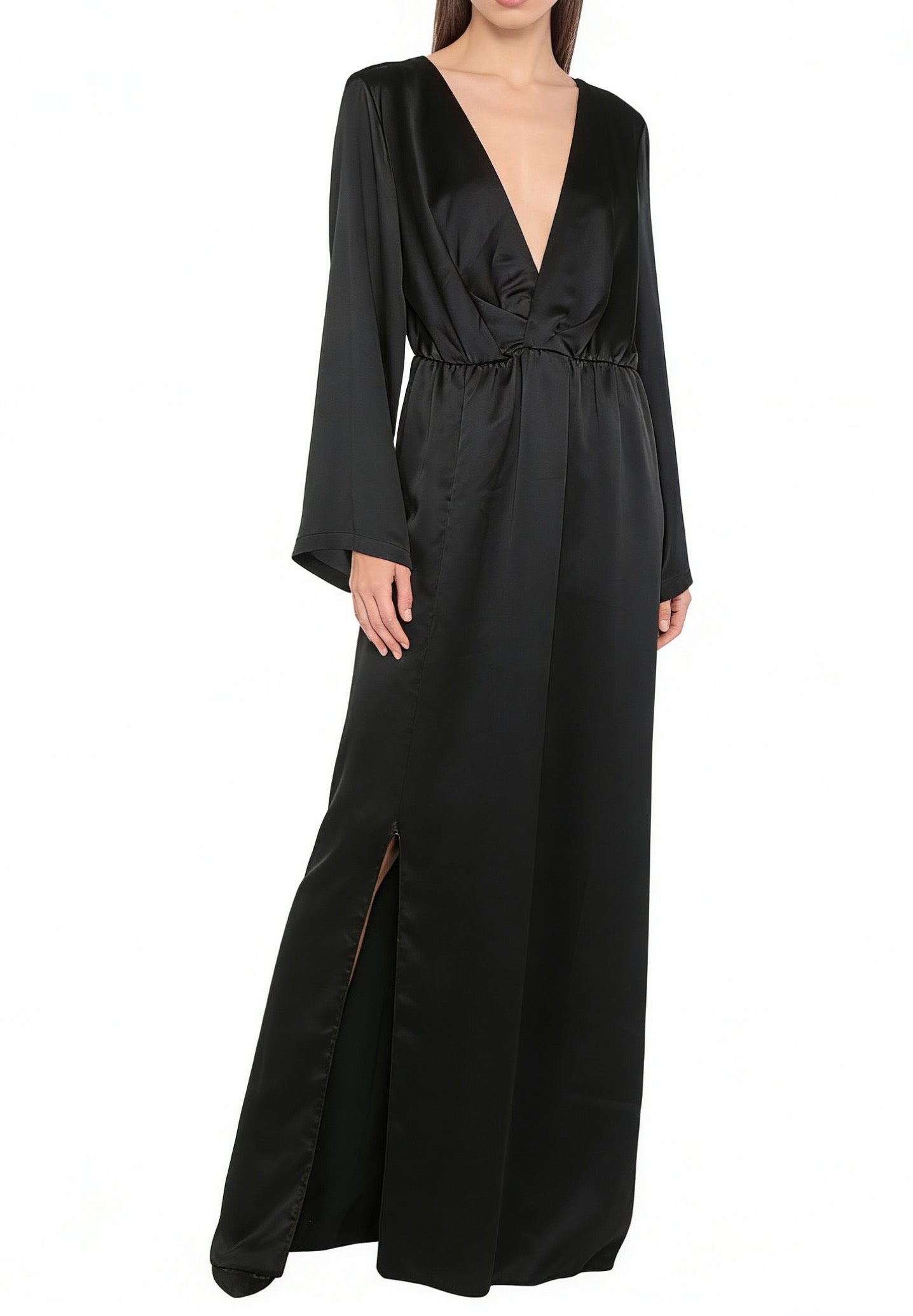 VESTITO in RASO con spacco