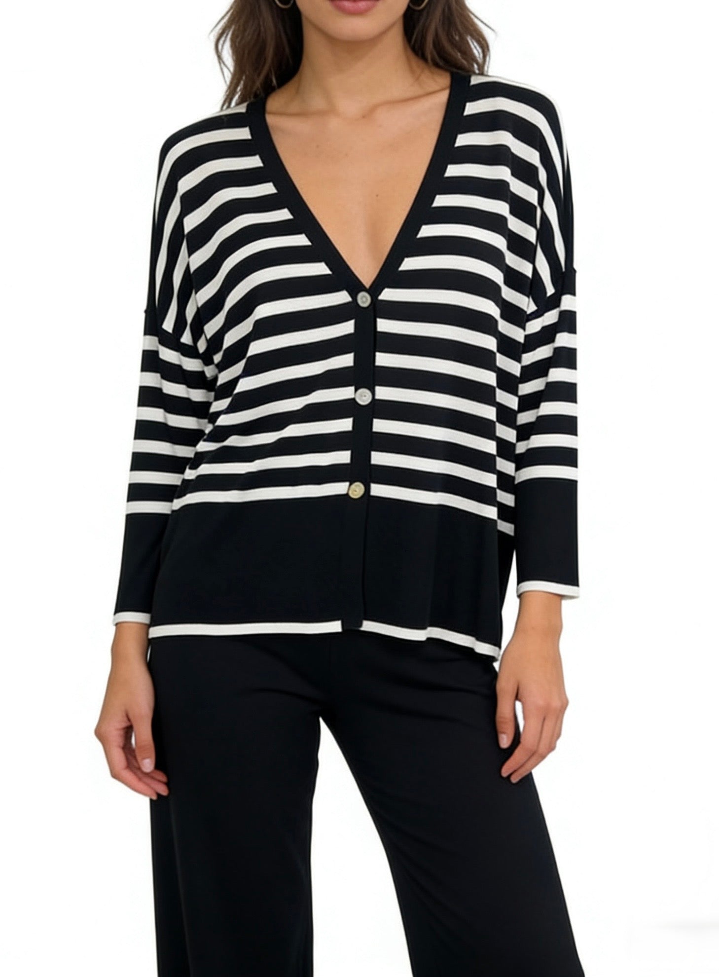 CARDIGAN a righe in filo di viscosa