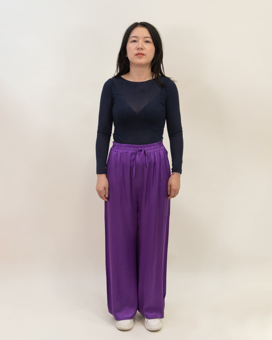 Pantalone ampio in raso