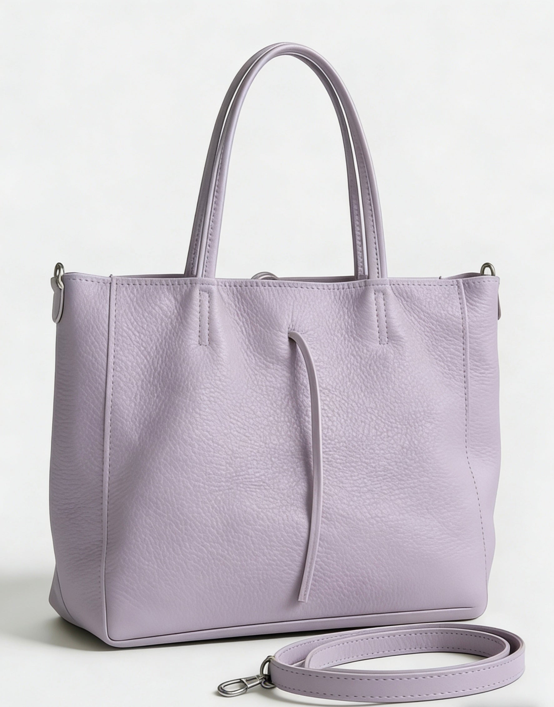 Shopping bag quadrata in vera pelle