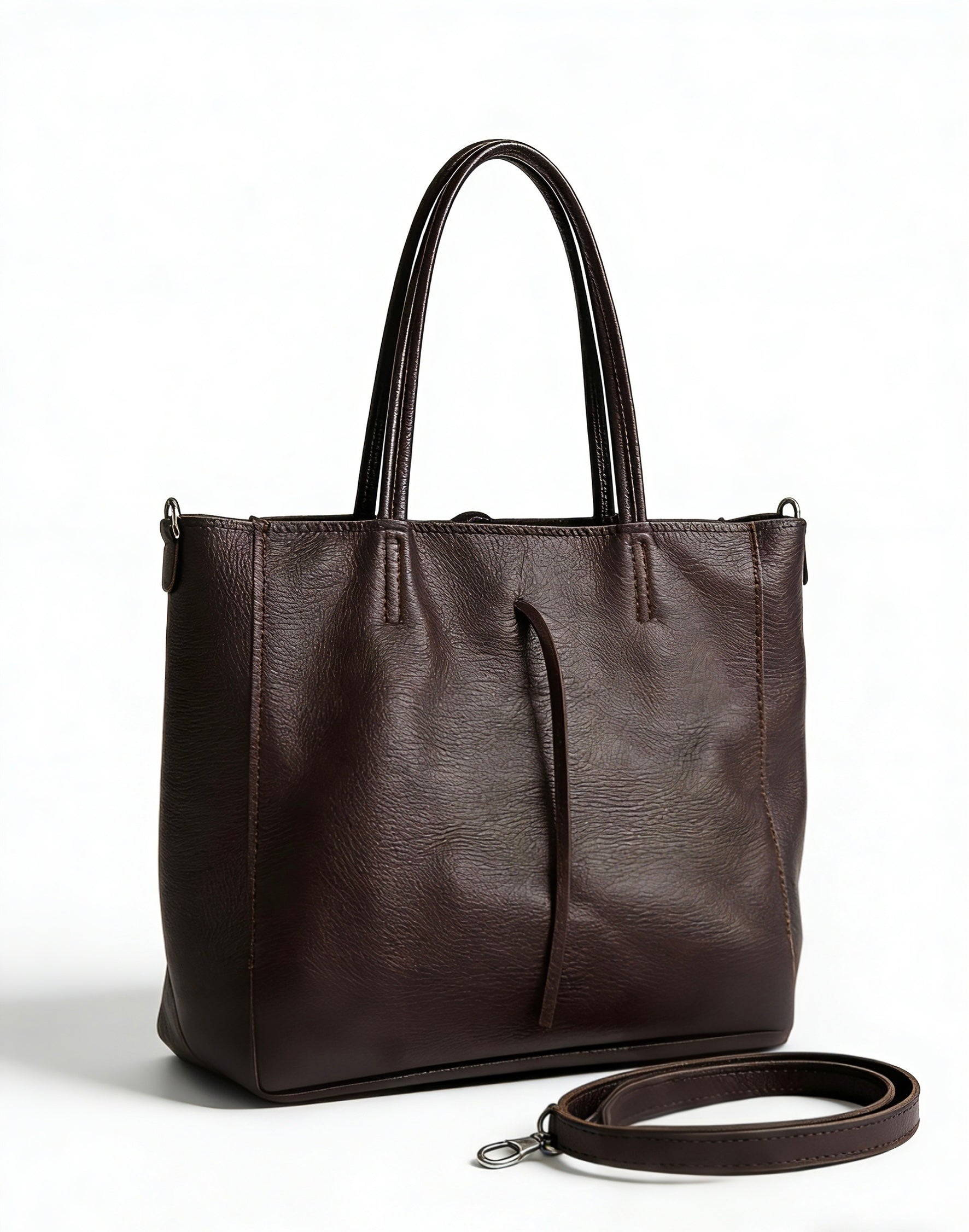Shopping bag quadrata in vera pelle