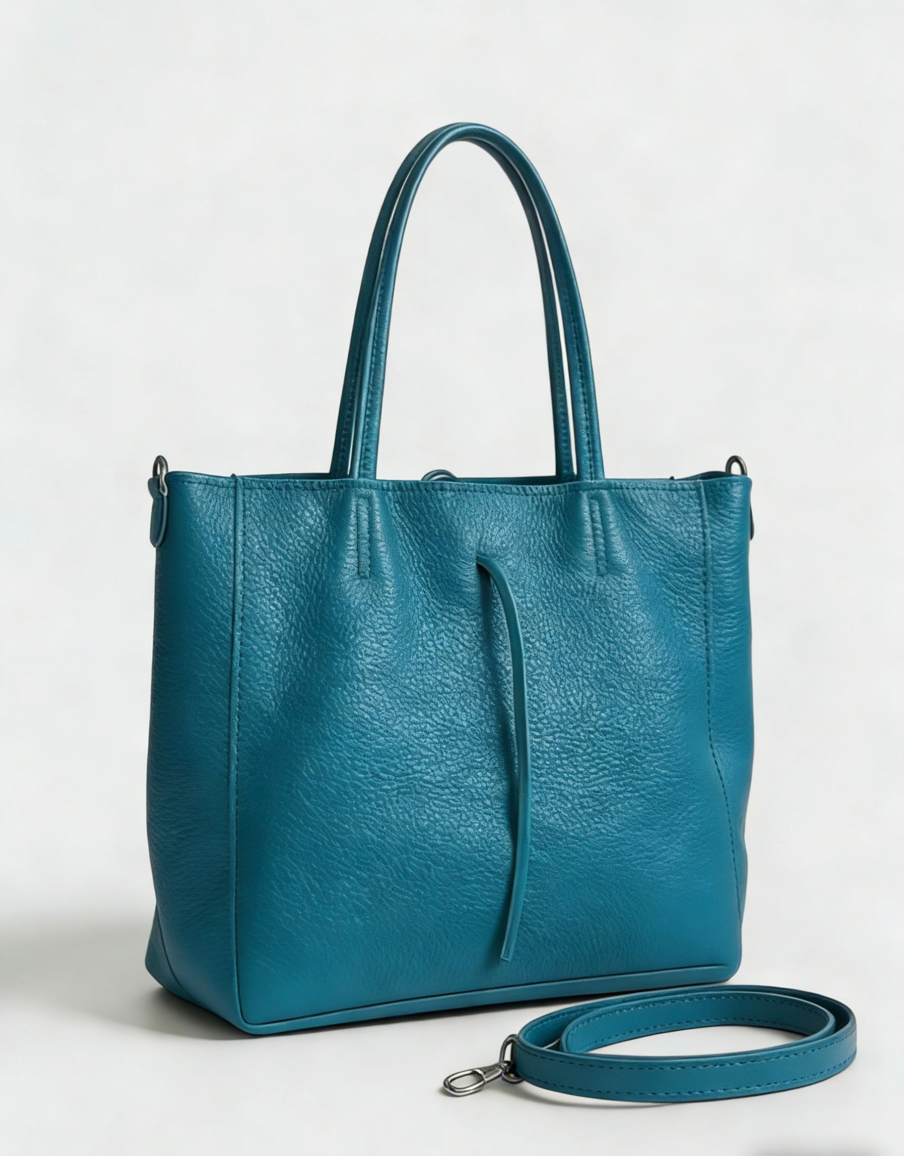 Shopping bag quadrata in vera pelle