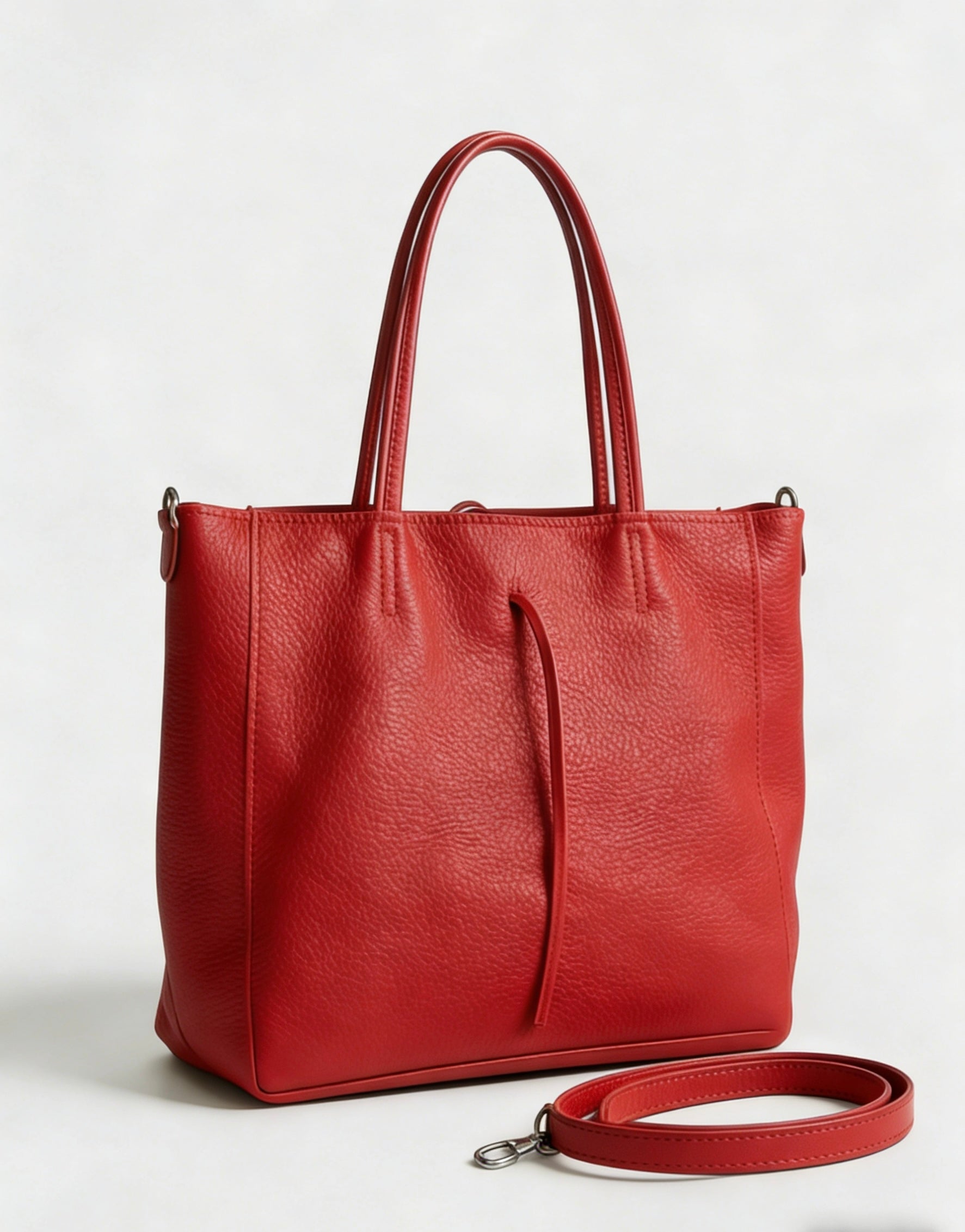 Shopping bag quadrata in vera pelle
