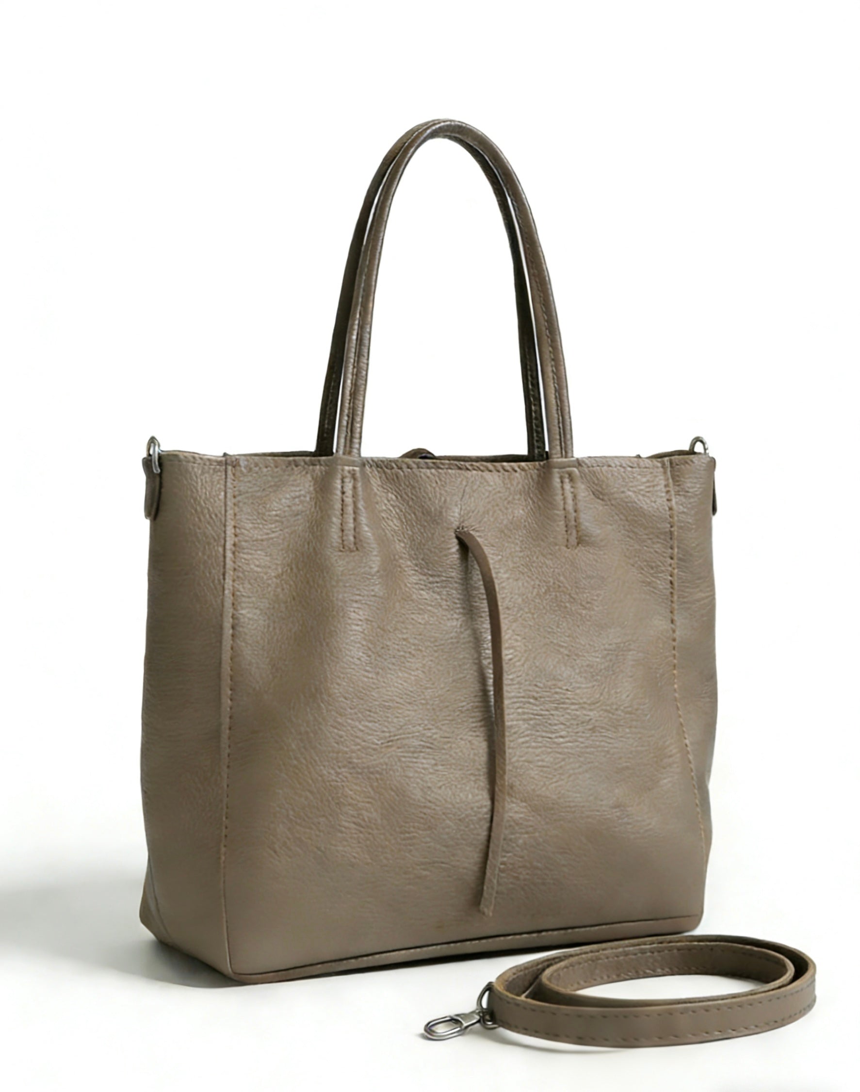 Shopping bag quadrata in vera pelle